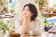 50代女性が仕事・人間関係・体のバランスを考える様子
